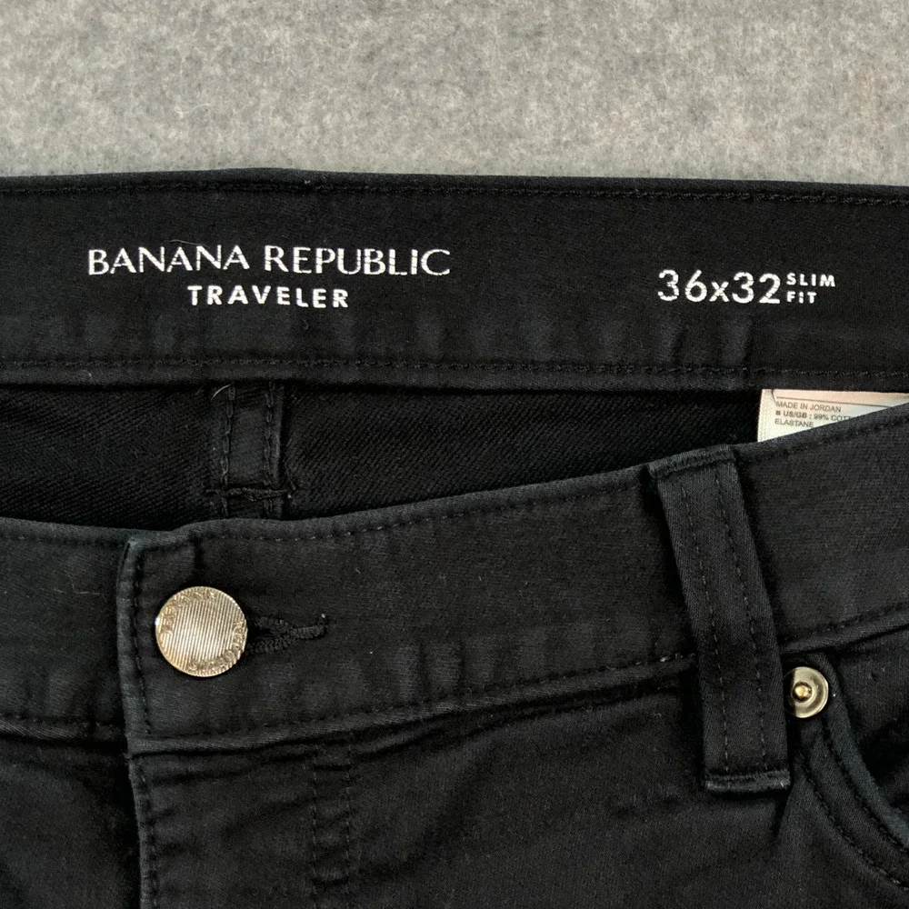 Banana Republic Mens Traveler Jeans 36x32 Black Dark Wash Stretch Slim Fit Pants